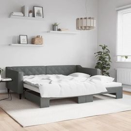 Prolenta Premium - Lit De Jour Avec Gigogne Sans Matelas Gris Foncé 100x200 Cm