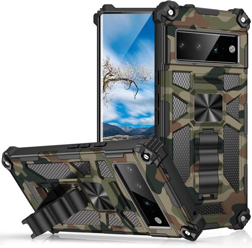 Protection Coque Pour Google Pixel 6 Etui, [Bequille Integree] [Militaire Antichoc] Renforcee Incassable Bumper Tpu Souple Et Pc Rigide Defense Housse Pour Google Pixel 6 Case Armee Verte