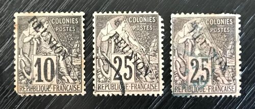 Lot De 3 Timbre Oblitérés Réunion 1891 Y&t 21 Et 24