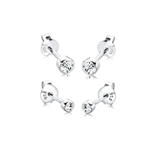Boucle D'oreille - Elli - Réf 0906540112 - Argent 925 - 2 Paires - Diamètre 3mm Et 4mm