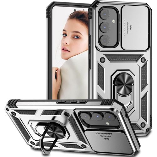 Coque pour Samsung Galaxy A54 5G etui, Antichoc Militaire Protection Coque Samsung Galaxy A54 5G Housse [Protection Camera] [Support de Voiture Magnetique] Argent