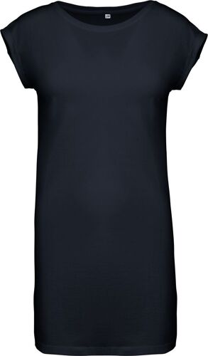 Robe T-Shirt Col Rond Manches Courtes - K388 - Bleu Marine - Femme