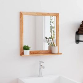 Prolenta Premium - Miroir mural 55x55 cm Bois massif de noyer