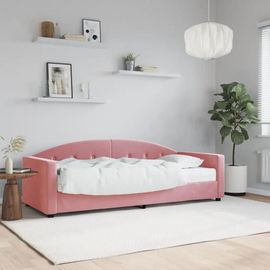 Prolenta Premium - Lit De Jour Avec Matelas Rose 80x200 Cm Velours