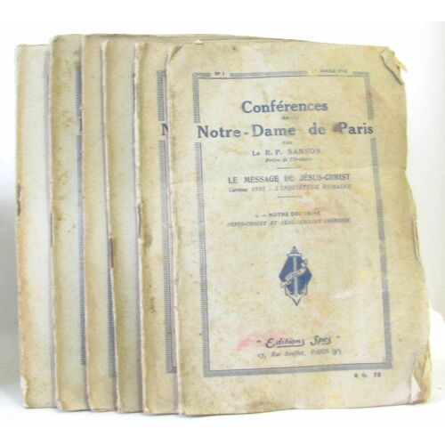Conférences De Notre Dame De Paris Carême 1925 Le Message De Jésus-Christ (6 Livrets: N°1 À 6)