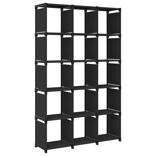 Prolenta Premium - Étagère d'affichage 15 cubes Noir 103x30x175,5 cm Tissu