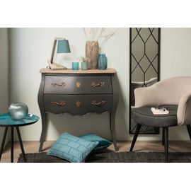 Commode 2 En Bois Naturel Et Anthracite - Charmy Noir