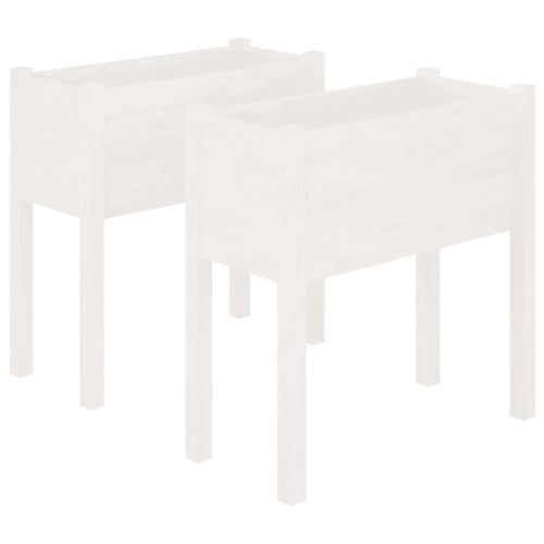Vidaxl Jardinières 2 Pcs Blanc 70x31x70 Cm Bois De Pin Massif