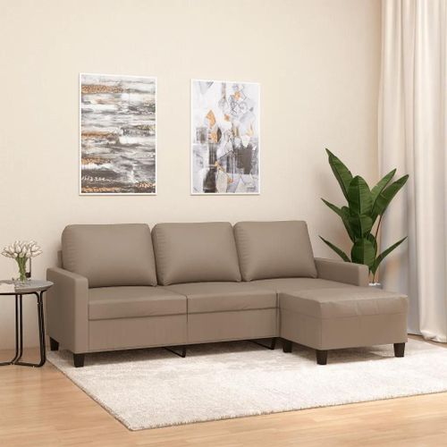 Prolenta Premium - Canapé À 3 Places Avec Repose-Pieds Cappuccino 180cm Similicuir
