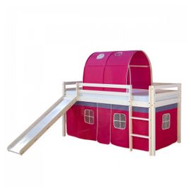 Lit Toboggan - Avec Rideaux Et Tunnel Rose