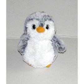 Doudou Chouette Aurora Grise Cendré - Peluche Animal Pingouin Manchot Yeux Brillant Yoohoo 15 Cm