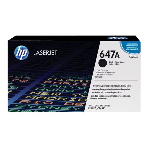HP 647A - Noir - originale - LaserJet - cartouche de toner (CE260A) - pour Color LaserJet Enterprise CM4540, CP4025, CP4525