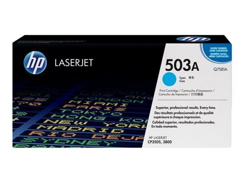 HP 503A - Cyan - original - LaserJet - cartouche de toner (Q7581A) - pour Color LaserJet 3800, 3800dn, 3800dtn, 3800n, CP3505, CP3505dn, CP3505n, CP3505x