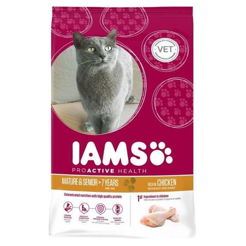 Iams Croquettes Au Poulet - Toutes Races - 10kg - Pour Chat Senior