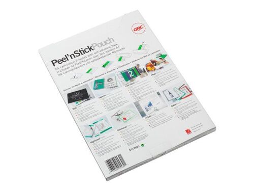 GBC Peel'n Stick - 125 microns - pack de 100 - blanc brillant - A4 (210 x 297 mm) pochettes plastifiées