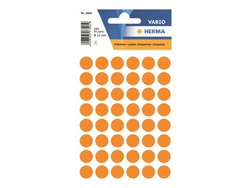 HERMA - Papier - auto-adhésif - orange lumineux - diamètre 12 mm 240 étiquette(s) (5 feuille(s) x 48) étiquettes