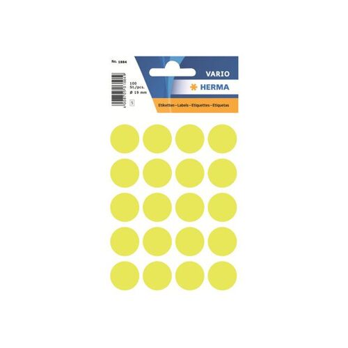 HERMA - Auto-adhésif - jaune lumineux - diamètre 19 mm 100 étiquette(s) étiquettes