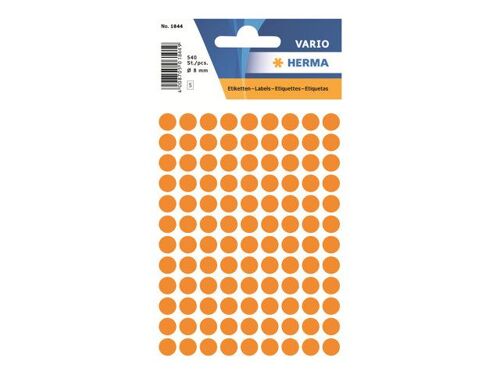 HERMA - Papier - auto-adhésif - orange lumineux - diamètre 8 mm 540 étiquette(s) (5 feuille(s) x 108) étiquettes