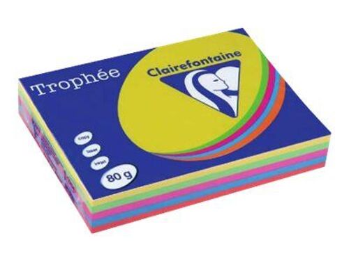 Clairefontaine TROPHEE - Turquoise, menthe, fuchsia, rouge cardinal, soleil - A3 (297 x 420 mm) - 80 g/m² - 500 feuille(s) papier uni