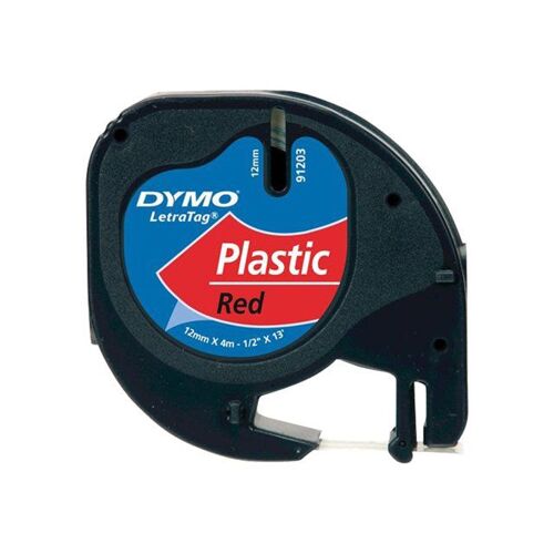 DYMO - Plastique - Noir sur rouge - Rouleau (1,2 cm x 4 m) 1 cassette(s) ruban - pour LetraTag
