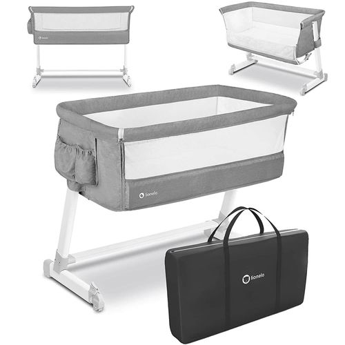 Lionelo Theo 2in1 Lit De Voyage Lit D'appoint Lit D'enfant De La Naissance À 9 Kg Gris