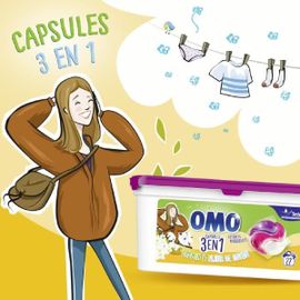 OMO Lessive capsule Jasmin & fleur de coton 3 en 1 - 572 g - 27 lavages