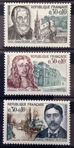 France - Timbres De 1966 Neufs** Luxe - Célébrités 1966 - Fourier 0,30+0,10 ( N° 1470) + Mansart 0,30+0,10 ( N° 1471) + Proust 0,30+0,10 ( N° 1472) - N13312