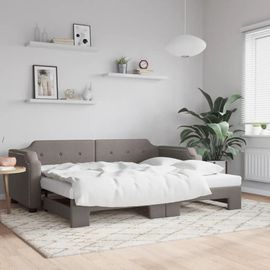 Prolenta Premium - Lit De Jour Avec Gigogne Sans Matelas Taupe 90x200 Cm