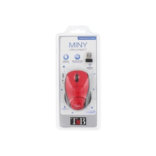 T'nB MINY - Souris - optique - 3 boutons - sans fil - 2.4 GHz - récepteur sans fil USB - rouge