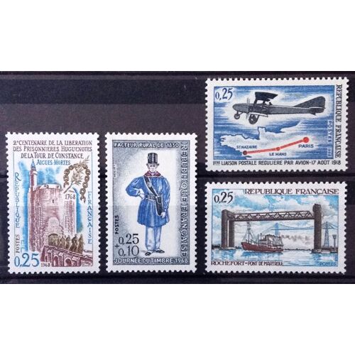 France -Timbres De 1968 Neufs** Luxe -Liaison Postale Paris-St-Nazaire ( 1565) + Rochefort Pont De Martrou ( 1564) + Aigues-Mortes Tour De Constance ( 1566) + Facteur Rural 1830 ( 1549 -N13304