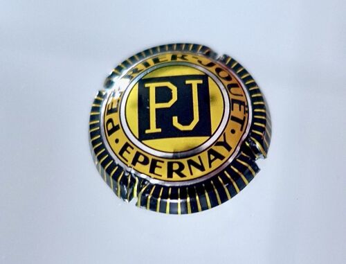 Muselet, Capsule De Champagne Perrier-Jouet . Epernay. Noir Et Or, Bords Striés