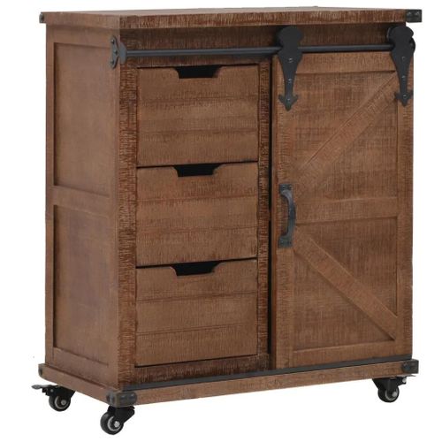 Armoire De Rangement Bois De Sapin Massif 64x33,5x75 Cm Marron