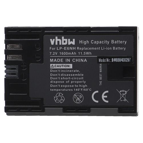 vhbw 1x Batterie compatible avec Canon EOS R6 Mark II, R7, R5 C appareil photo (1600mAh, 7,2V, Li-ion)