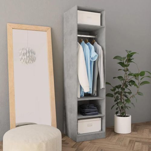 Armoire Avec Tringle À Vêtements Gris Béton 50x50x200 Cm Bois Composé