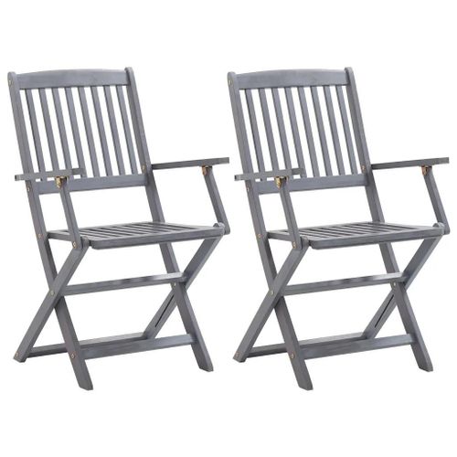 Chaises Pliables D'extérieur Lot De 2 Bois D'acacia Solide