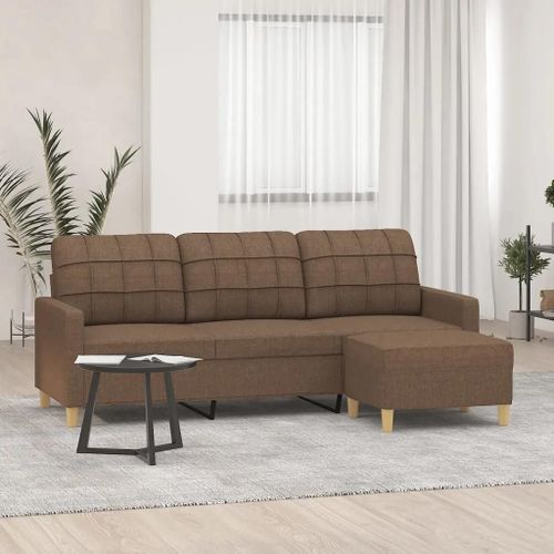 Prolenta Premium - Canapé À 3 Places Avec Repose-Pieds Marron 180 Cm Tissu