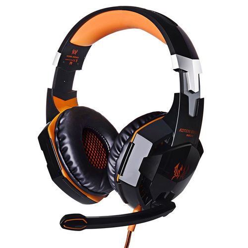 Casque de jeux KOTION EACH G2000 Stéréo - Écouteurs avec Stéréo Basse Micro LED Lampe PC Enceinte - Orange