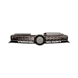 Grille Calandre Centrale Supérieure Pour Volkswagen Golf Vi Gtd, 2009-2013, Noire, Profil Chromé