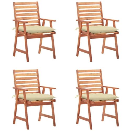 Chaises A Manger D'exterieur Lot De 4 Et Coussins Acacia Massif