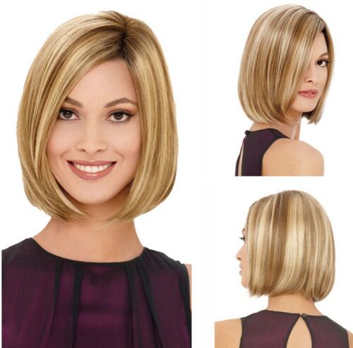 Harajuku Femmes Naturel Blonde Perruques Courtes Cheveux Foncé Racine Blonde Mixte Perruque. 