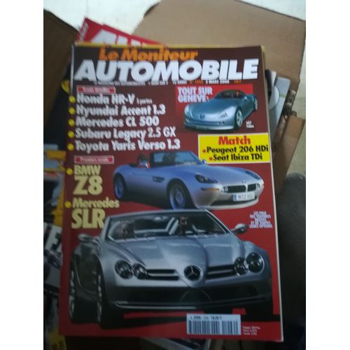 Le Moniteur Automobile 1206 De 2000 Bmw Z8,Mercedes Vision Slr,Cl500,Slk,Peugeot 206 Hdi Xs,Seat Ibiza 1.9 Tdi Sport,Hyundai Trajet 2.0 16v,Accent 1.3,Honda Hrv 1.6 Vtec,Toyota Yaris Verso,Subaru Lega