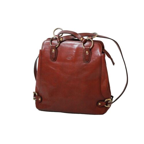 Sac shopping/Sac à dos 2-en-1 Katana Cuir de Vachette Collet K82612 - Marron