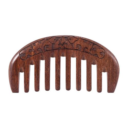 Peigne En Bois Pour Cheveux, Peigne Naturel, Massage Antistatique À Travers Le Peigne (Dent Large Fleurie) 