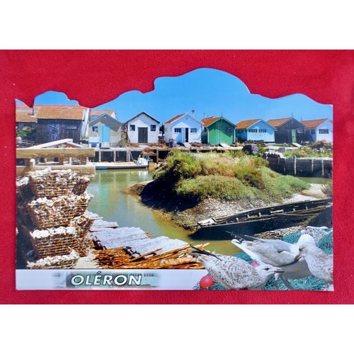 Ancienne Carte Postale Oleron.Decoupage Original. Cpa . La Bretagne . Ile D'Oleron. Charente-Maritime. Maisons De Pêcheurs. 2003.