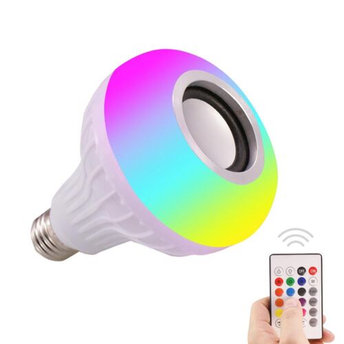 Ampoule Led E27 12w Rgb, Bluetooth Sans Fil, Haut-Parleur Intelligent, Lecteur De Musique Audio Avec Télécommande, Coloré