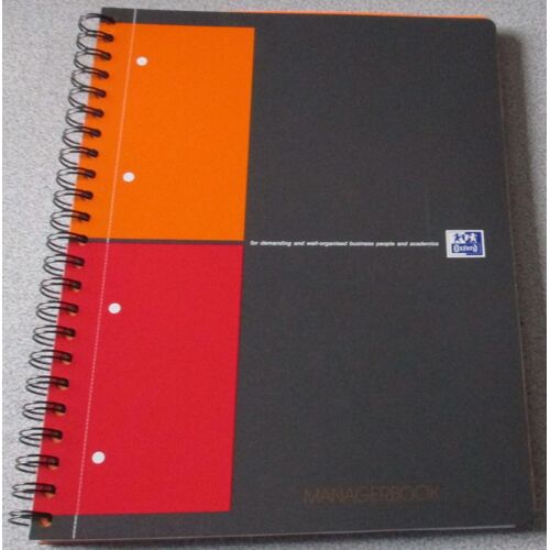 Oxford Manager Book International A4-Couverture Polypropylène,Intercalaires Respositionnables,Pochette Classement,Réglure Verticale Et Horizontale,Normographe Amovible,Feuilles Perforées Détachables