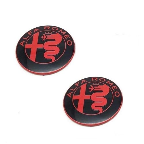 2 Logo Emblème Rlfa Romeo 74mm Noir Rouge