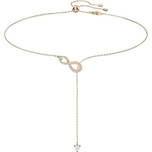 Collection De Bijoux En Cristal Swarovski, Finitions Rhodiées Et Or Rose, Collier À Franges En Forme D'amour Éternel En Forme De Y, Chaîne De Clavicule En Cristal Swarovski Elements Pour Femme