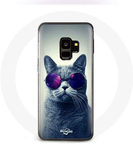 Coque Samsung Galaxy S9 Chat avec Lunettes violettes