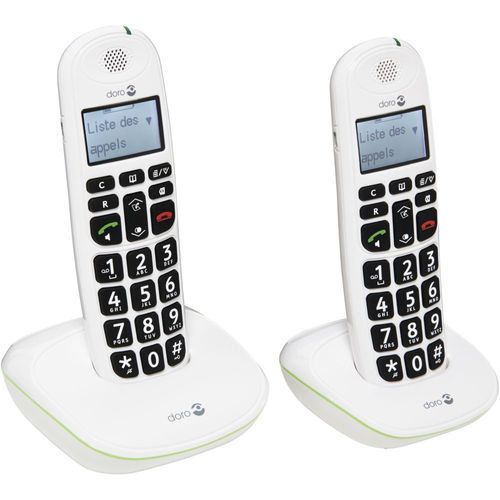 DORO PhoneEasy 110 Duo - Téléphone sans fil avec ID d'appelant/appel en instance - DECT\GAP - blanc + combiné supplémentaire